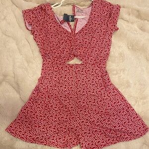 Hollister Red Floral Jumpsuit